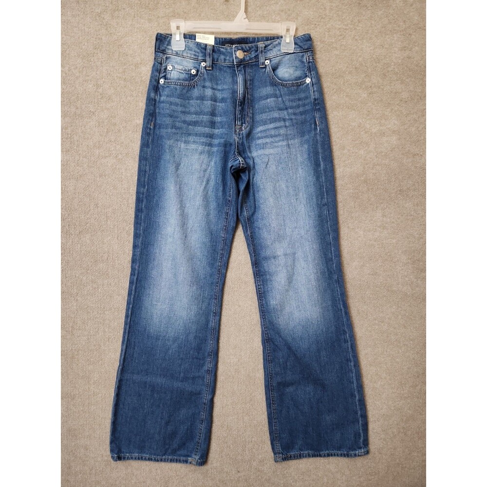 Aeropostale Full Wide Leg Jeans Womens 4 Blue Medium Wash Non Stretch NEW